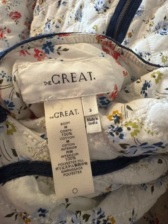 THE GREAT. THE REVERSIBLE QUILTED BOMBER - ROSE PATCHWORK Large - Picture 11 of 12